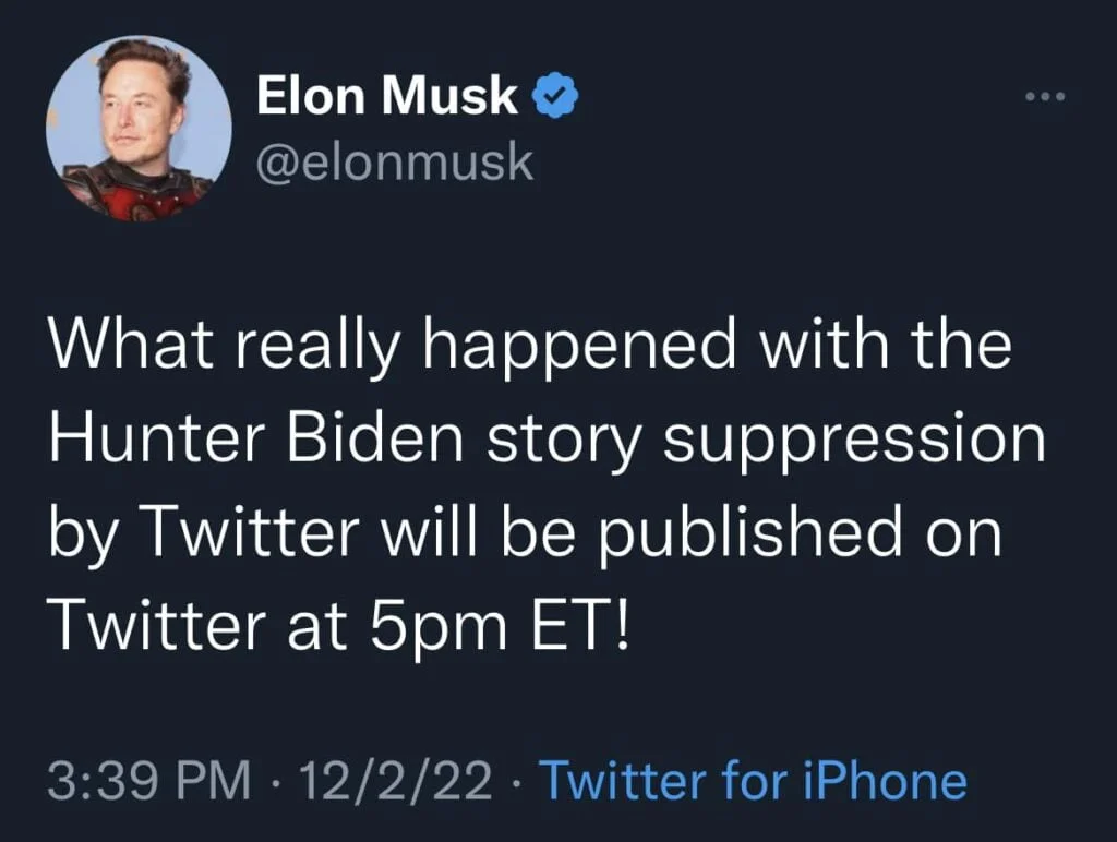 Мъск огласи документи как Twitter е укрил скандал с Хънтър Байдън