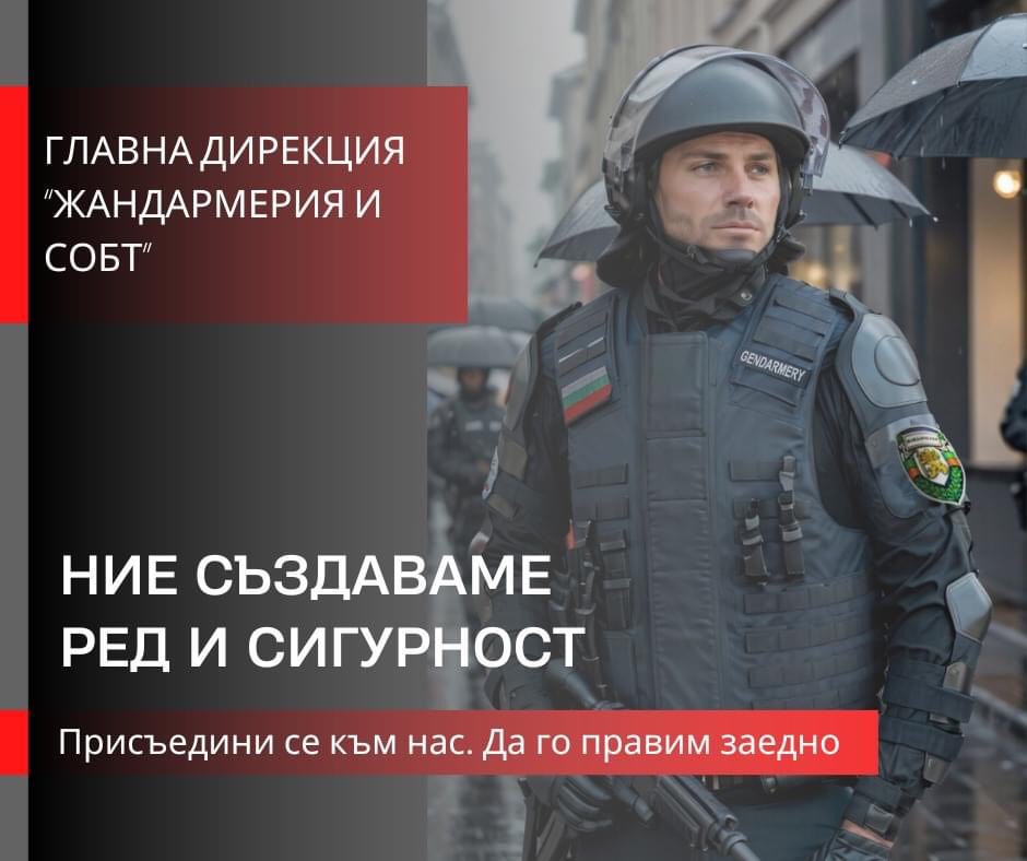 Главна дирекция "Жандармерия, специални операции и борба с тероризма" обяви конкурс за попълване на състава