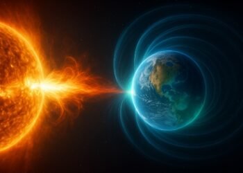 Магнитна буря от Слънцето достига Земята – коронално изригване и геомагнитно поле.