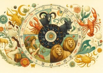 „Цветна илюстрация на зодиакален кръг с всички дванадесет знака – Овен, Телец, Близнаци, Рак, Лъв, Дева, Везни, Скорпион, Стрелец, Козирог, Водолей и Риби, символизираща месечния хороскоп за ноември 2025.“