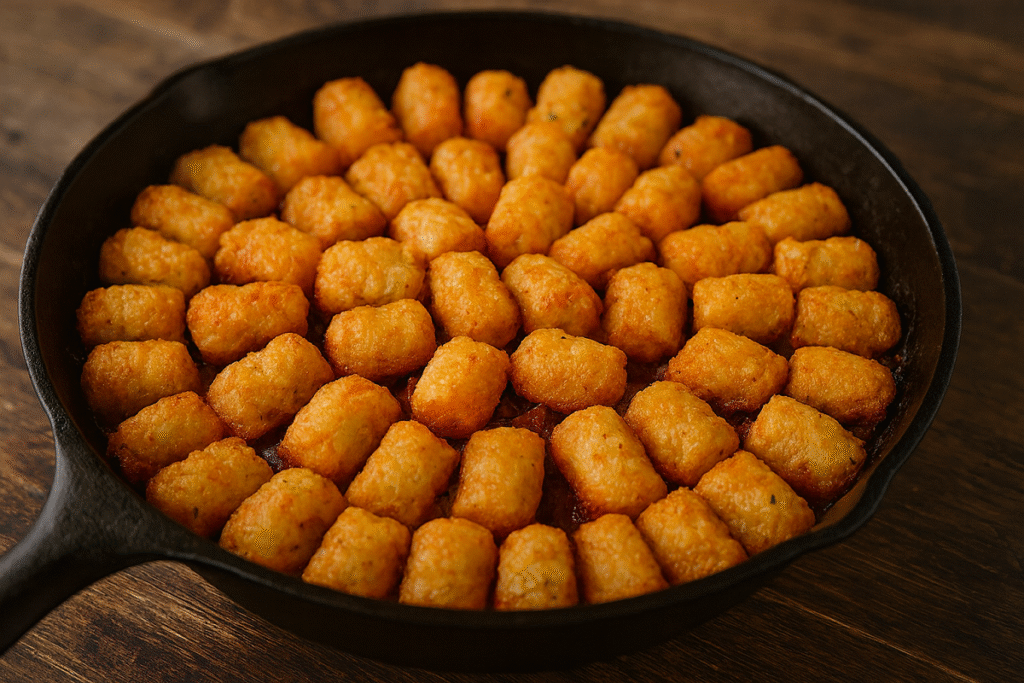 Картофи по балкански с кайма и сирене, изпечени на фурна в чугунена тава – златиста коричка, ароматен сос и домашен вкус в традиционно българско ястие.