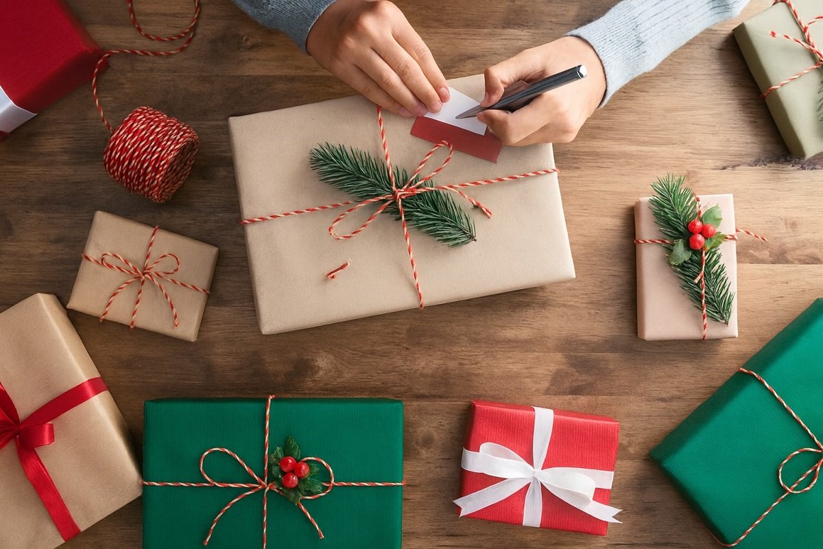 Подготвени коледни подаръци, опаковани в празнични цветове – идеи за бюджетни подаръци до 100 лв.