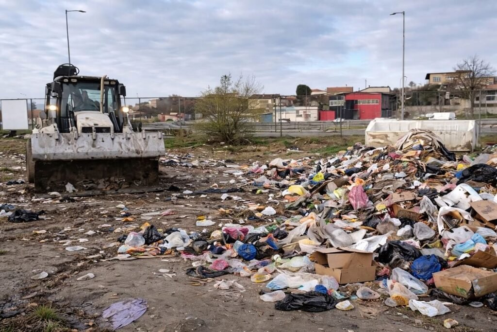 Нерегламентирано сметище в градска зона – тежка техника разчиства големи количества битови отпадъци