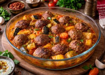 Сочни кюфтета с картофи, тиквички и патладжан на фурна