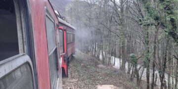 Влак дерайлира край Мъглиж заради паднала скална маса, няма пострадали