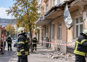 Пожарникари обезопасяваха сгради в Шумен заради падаща мазилка и надвиснали ламарини